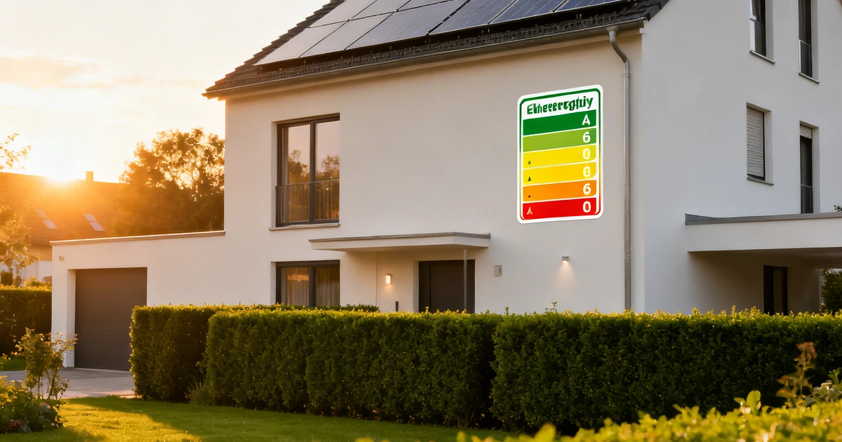Modernes Wohnhaus mit Energieeffizienz-Label – Energieausweis für den Immobilienverkauf