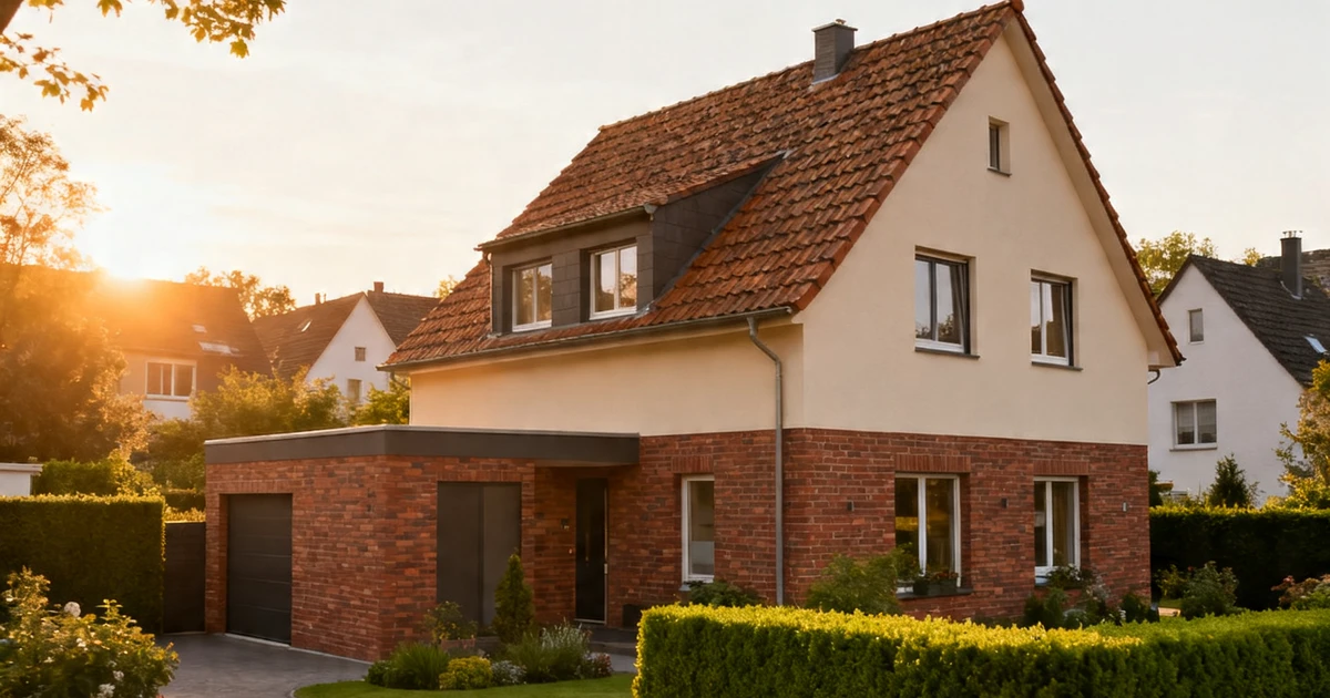 Einfamilienhaus in Frankfurt bei goldenem Abendlicht &ndash; Sachwertverfahren Immobilien